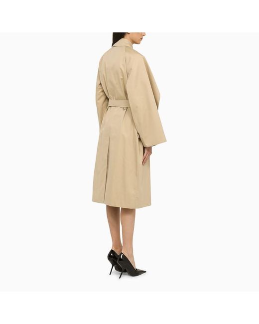 Burberry Natural Honey Cotton Double Breasted Trench Coat