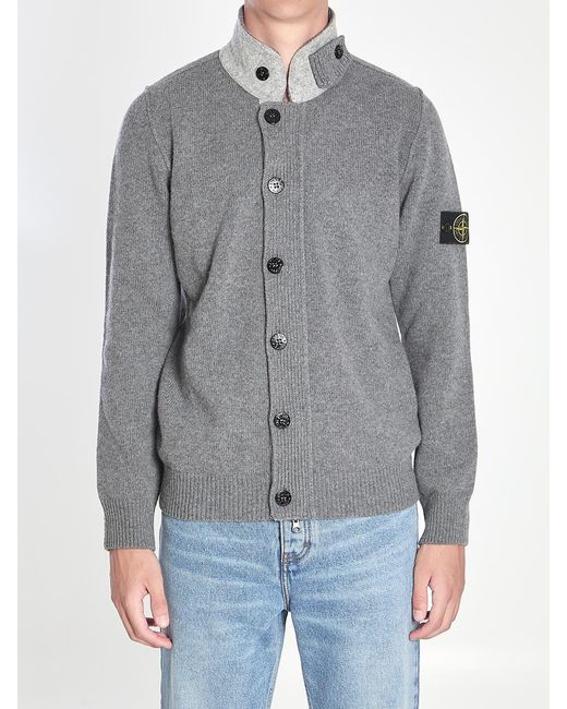 Stone Island Gray Sweater With Felt Details for men