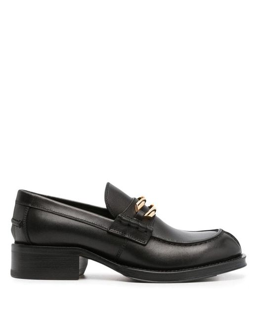 Lanvin Black Buckled Leather Loafers