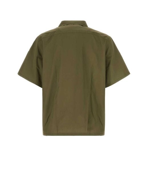 Prada Green Logo-Embellished Cotton Bowling Shirt for men