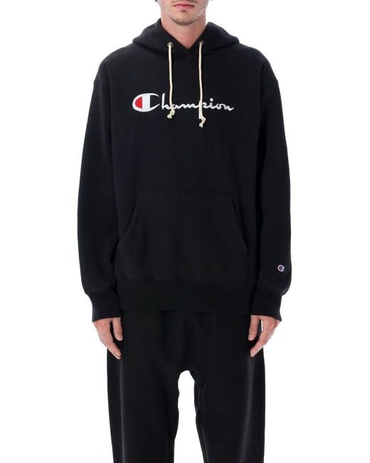 Champion Blue Relaxed-Fit Hoodie With Logo for men