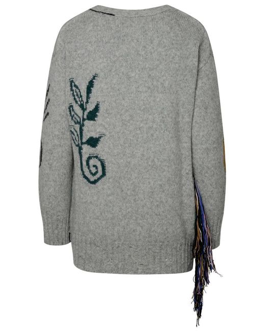 Stella McCartney Gray Artwork Sweater In Grey Alpaca Blend