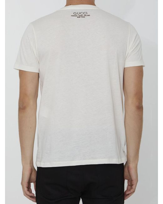 Gucci White Open Neck T Shirt for men