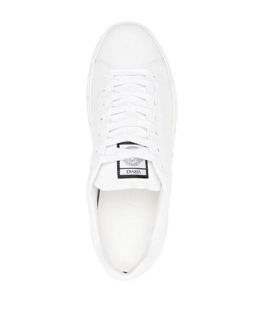Versace White & Gold Greca Sneakers for men