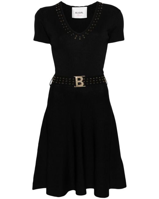 Blumarine Black Logo Plaque Dress