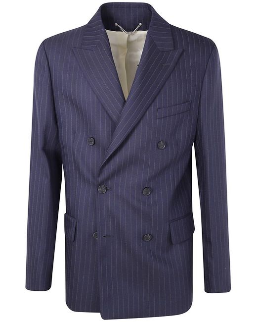 Golden Goose Deluxe Brand Blue "Journey" Double Breasted Blazer Pinstripe Vw Clothing for men