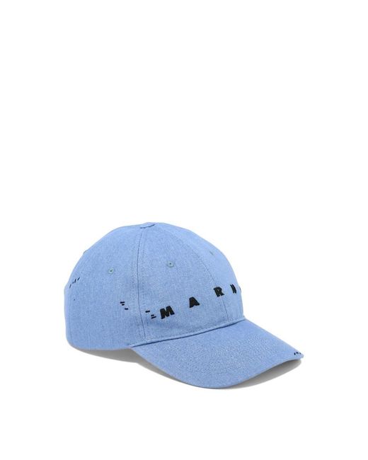 Marni Blue Embroidered Cap for men