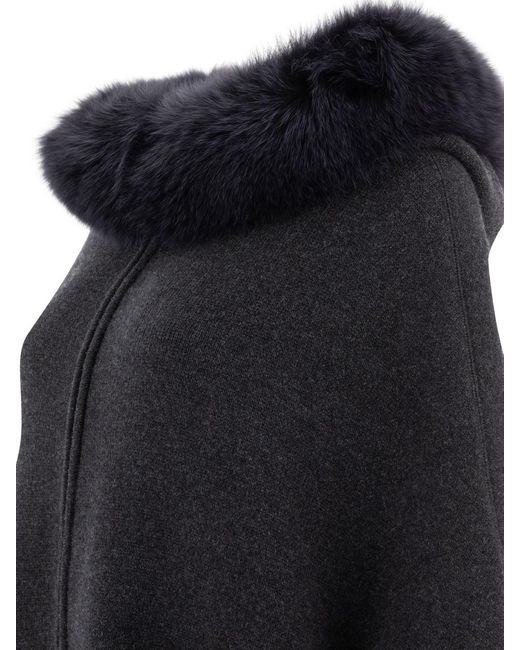 Giovi Black Wool And Cashmere Poncho