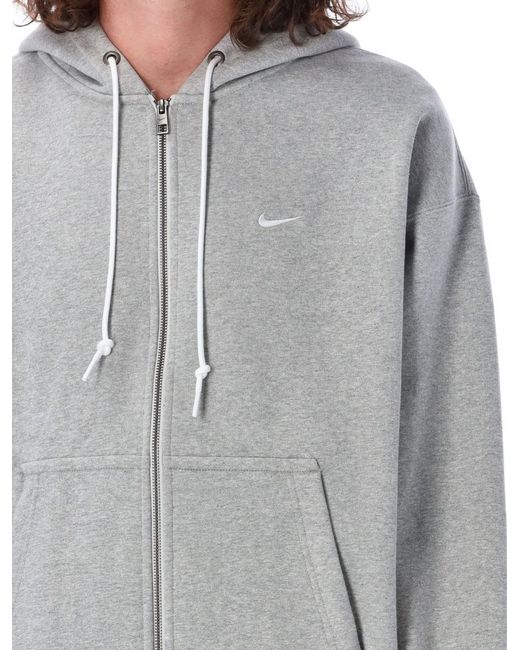 Nike Gray Solo Swoosh Hooded Sweatshirt Dark Grey Heather for men