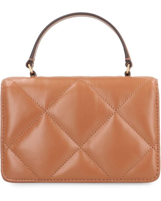 Tory Burch Brown Kira Leather Wallet On Chain