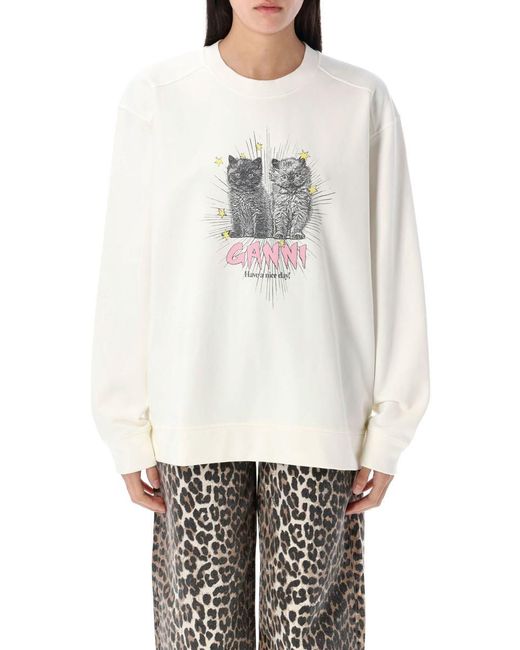 Ganni Gray Cats Sweatshirt