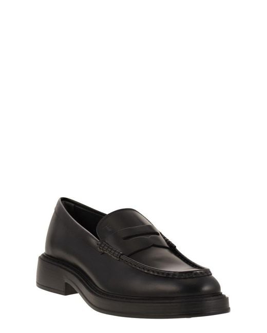 Tod's Black Leather Loafers for men