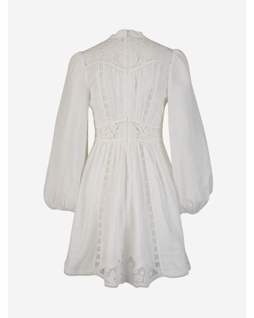 Zimmermann White Linen Neckline Dress