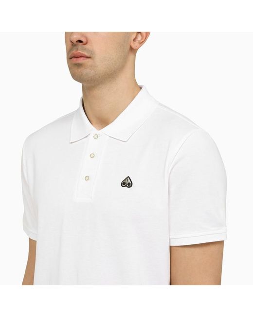 Moose Knuckles White Classic Cotton Polo Shirt With Logo for men