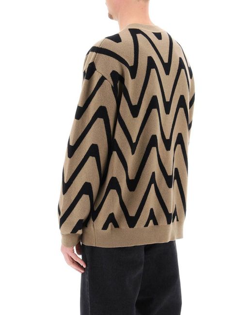Closed Natural Geometric Jacquad Sweater for men