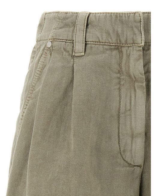 Brunello Cucinelli Green Linen Cotton Shorts