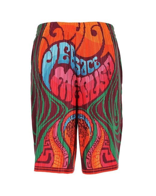 Versace Multicolor Graphic Printed Pleated Shorts for men