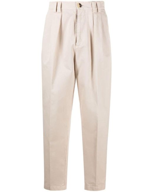 Brunello Cucinelli Natural Cotton Relaxed Fit Trousers for men