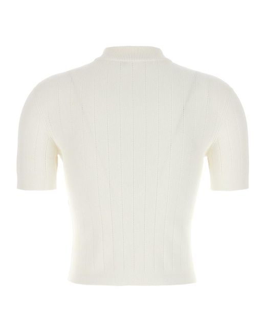 Balmain White Logo Buttons Cardigan Sweater, Cardigans