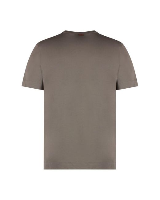 Zegna Gray Cotton Crew-neck T-shirt for men