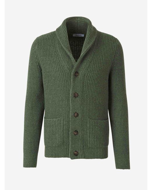 Gran Sasso Green Wool Knitted Cardigan for men