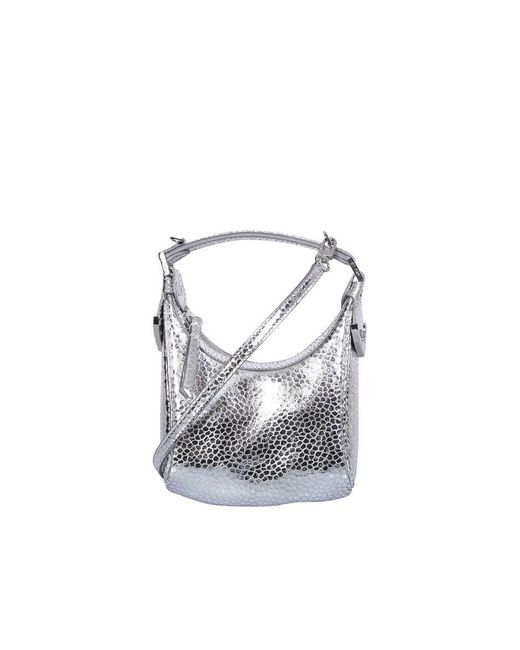 By Far White Cosmo Metallic Leather Handbag