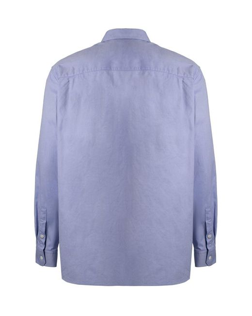 Gucci Blue Cotton-Oxford Shirt for men