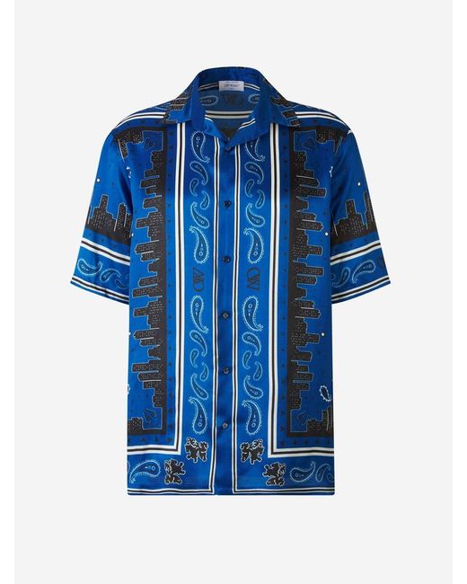 Off-White c/o Virgil Abloh Blue Off- Bandana Printed Shirt for men