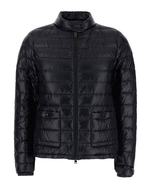 Herno Black Quilted Down Jacket With Raised Collar