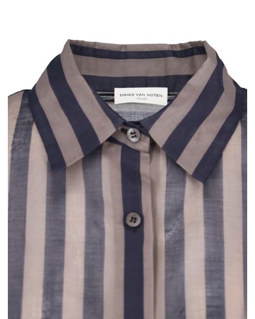Dries Van Noten Gray Striped Shirt