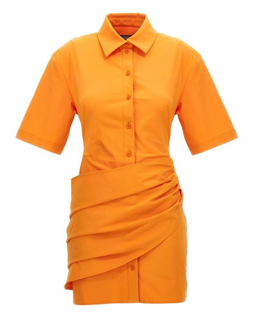 Jacquemus Orange La Robe Camisa Dresses