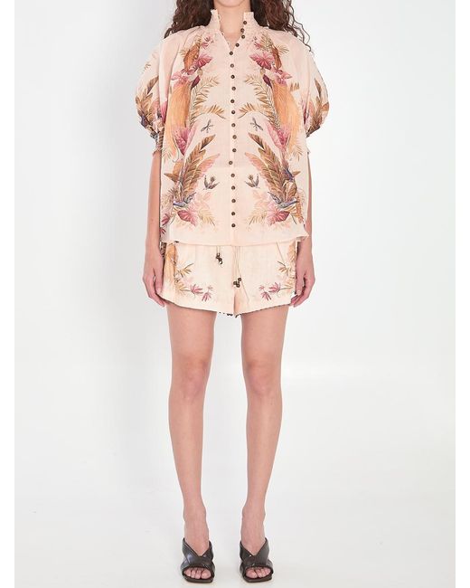 Zimmermann Pink Ascension Tuck Shorts