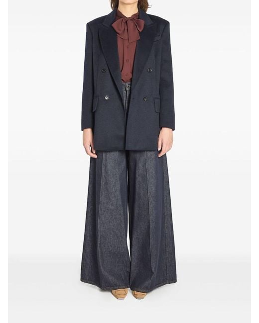 Max Mara Blue Double-breasted Wool Jacket