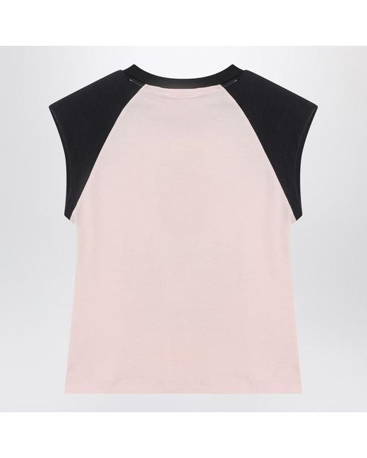Ganni Pink T-Shirt With Logo Print