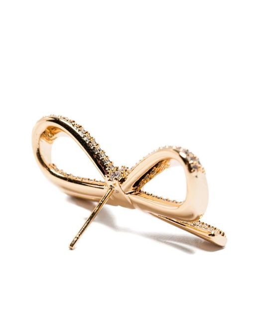 Self-Portrait Metallic Crystal Bow Earrings Accessories