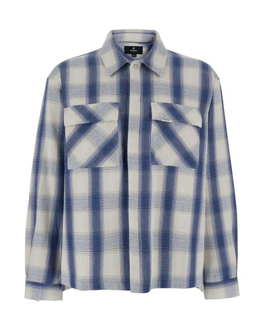 Represent Blue Shirt With All-Over Check Motif for men