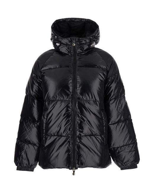 Pyrenex 'sten' Black Down Jacket With Drawstring Hood And Logo Patch On The Sleeve In Tech Fabric Unisex
