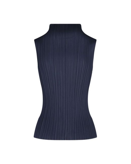 Pleats Please Issey Miyake Blue Top