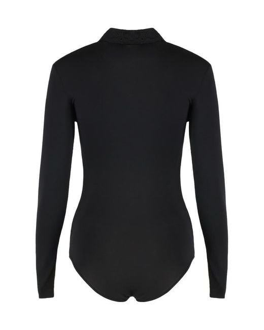 Magda Butrym Black Viscose Bodysuit