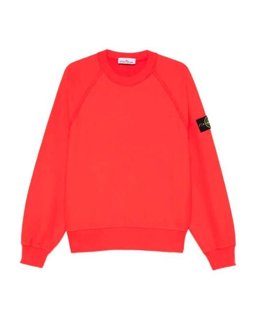 Stone Island Red Oversized Fit Crewneck Sweatshirt for men