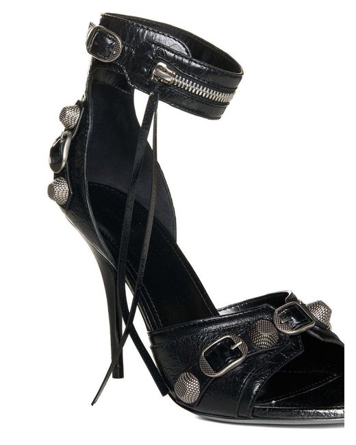 Balenciaga Black Cagole 110Mm Leather Sandals