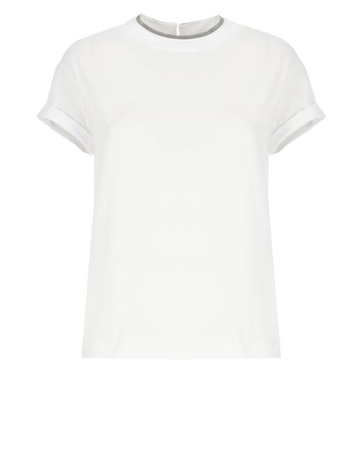 Brunello Cucinelli White Contrast Layered T-Shirt