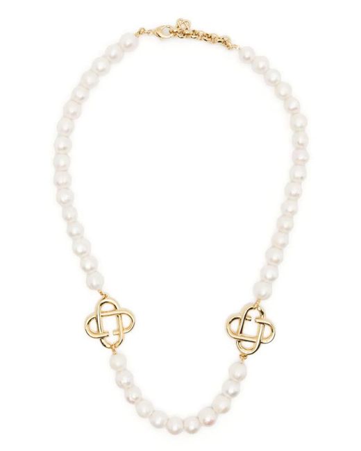Casablancabrand White Medium Pearl Logo Necklace Accessories for men