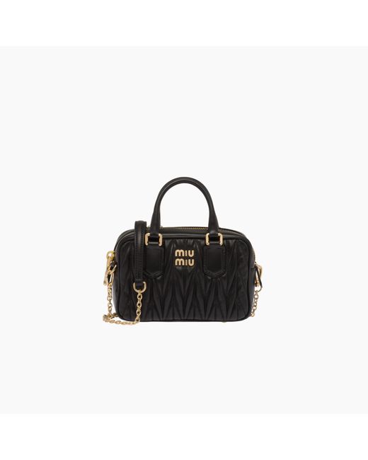 Miu Miu Matelassé Nappa Leather Top-handle Mini-bag in Black | Lyst Canada