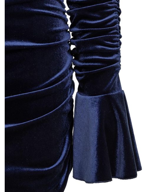 ACTUALEE Blue Velvet Dress