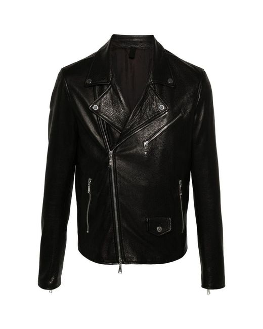 Tagliatore Black Leather Outerwears for men