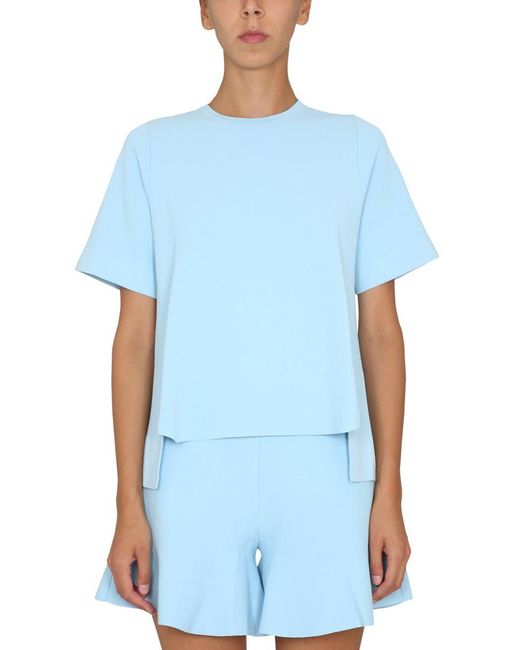 Stella McCartney Blue T-shirt With Asymmetrical Hemline