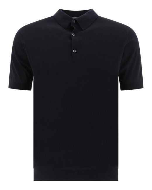 John Smedley Black "Adrian" Polo Shirt for men