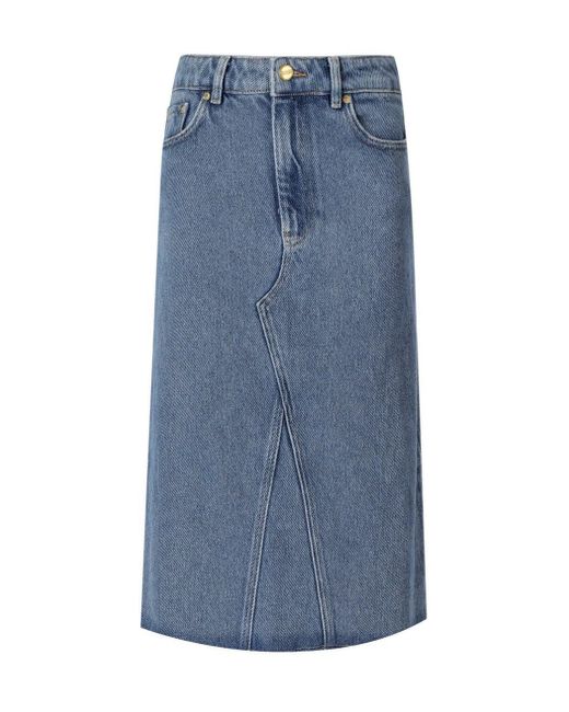 Ganni Blue Light Denim Midi Skirt