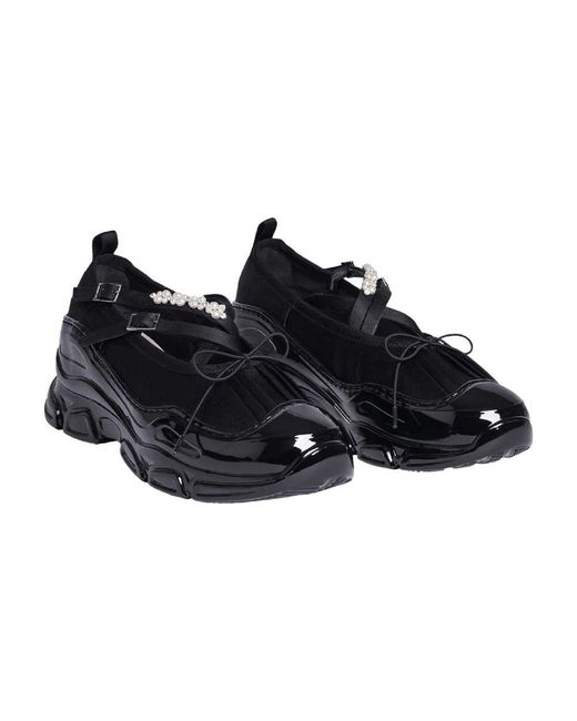 Simone Rocha Black Classic Criss Cross Tracker Sneakers